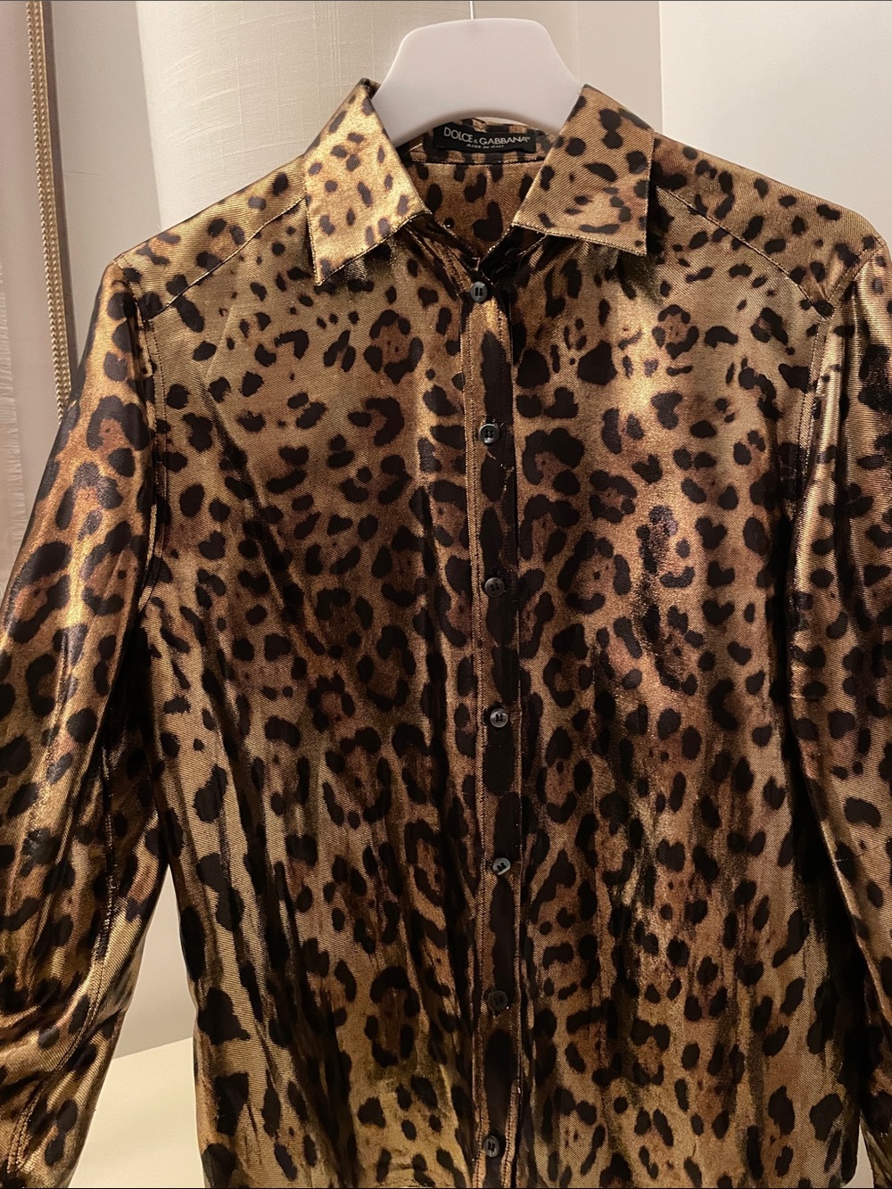 Dolce & Gabbana Leopard Shirt in Gold, Brown & Black